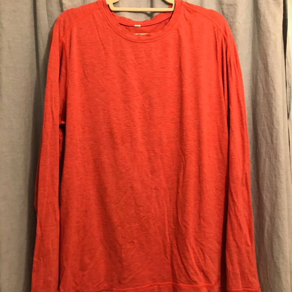 Men's long sleeve Lululemon shirt. Orange